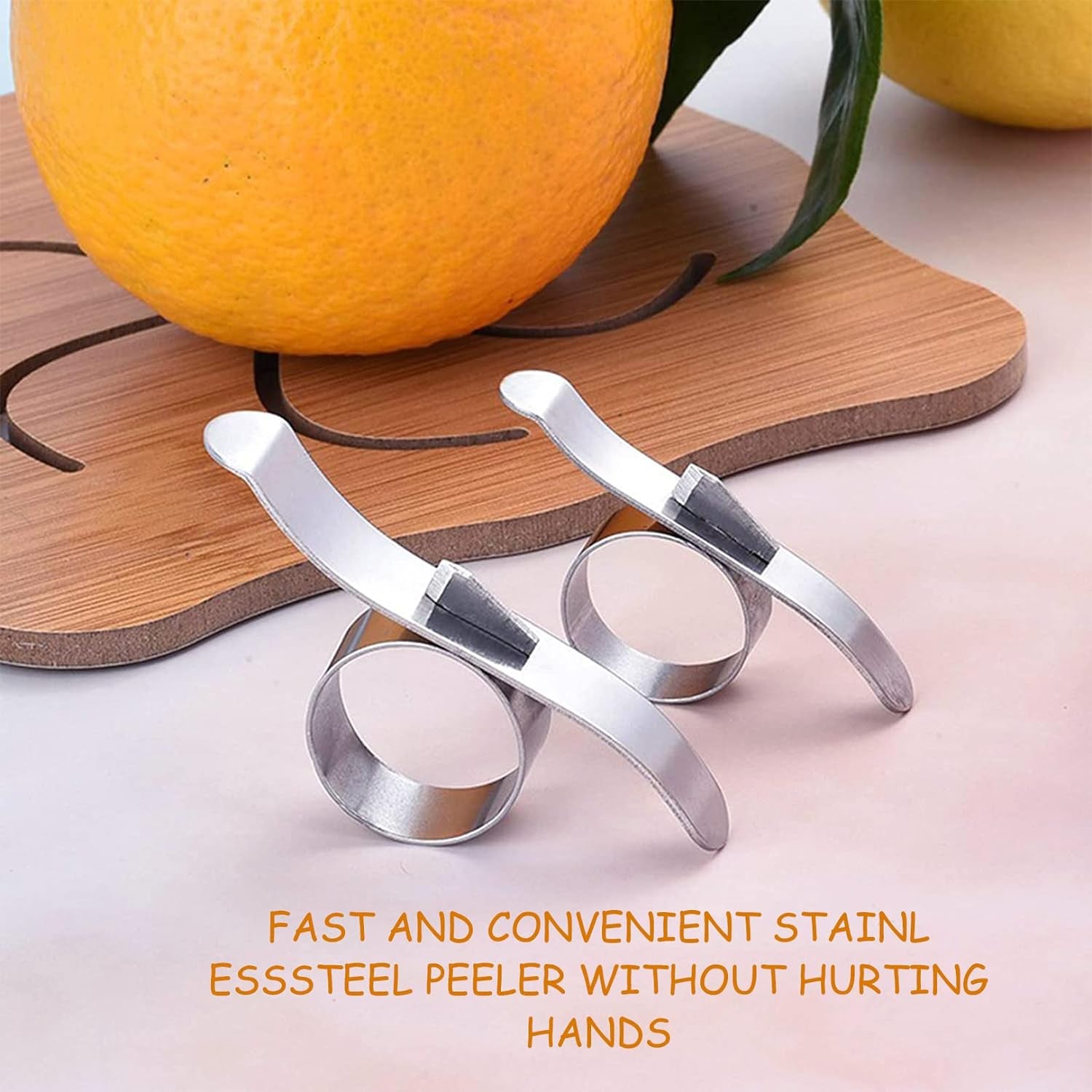 Stainless Steel Orange Peeler Set - Orange Peelers - Orange Peeler for Kitchen, Orange Peeler Citrus Peelers, Stainless Steel Orange Peeler Is Easy to Use and Clean(2Pcs)